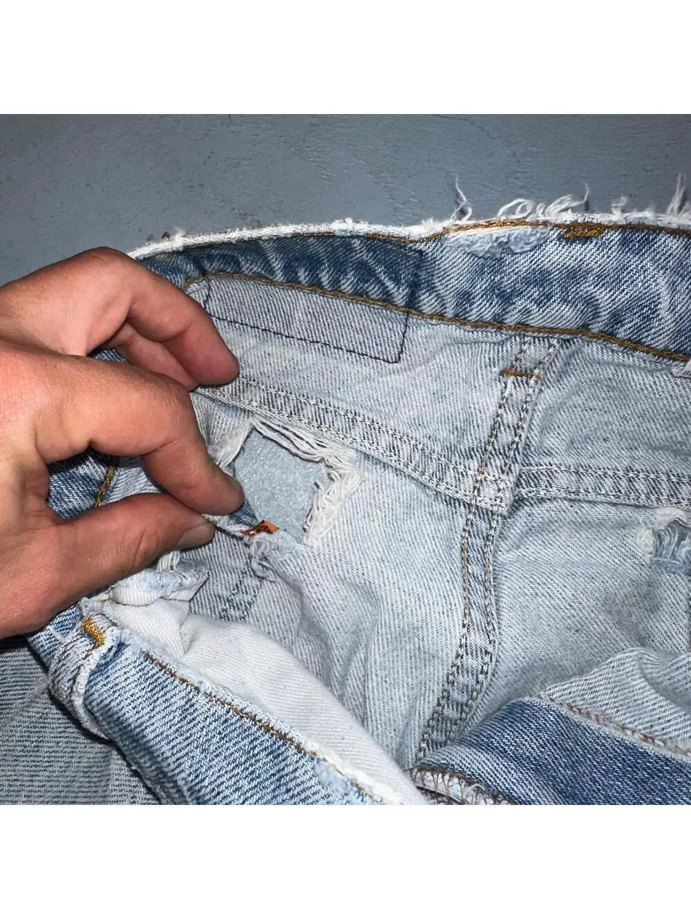 Levis 505 Vintage 90s Orange Tab Jeans 36x32 Thrashed Light Wash 501 Act 33x31